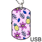 Flowers Petals Pineapples Fruit Dog Tag USB Flash (Two Sides)