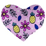 Flowers Petals Pineapples Fruit Large 19  Premium Heart Shape Cushions