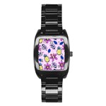 Flowers Petals Pineapples Fruit Stainless Steel Barrel Watch