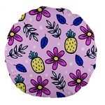 Flowers Petals Pineapples Fruit Large 18  Premium Flano Round Cushions