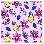 Flowers Petals Pineapples Fruit Square Satin Scarf (36  x 36 )