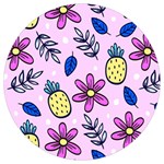 Flowers Petals Pineapples Fruit Round Trivet