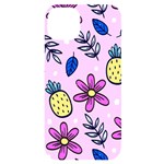 Flowers Petals Pineapples Fruit iPhone 14 Plus Black UV Print Case