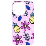 Flowers Petals Pineapples Fruit iPhone 14 Pro Black UV Print Case