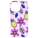 Flowers Petals Pineapples Fruit iPhone 14 Pro Max Black UV Print Case