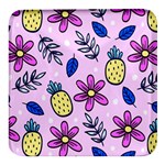 Flowers Petals Pineapples Fruit Square Glass Fridge Magnet (4 pack)