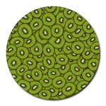 Kiwi Fruit Pattern Green Background Round Mousepad