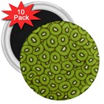 Kiwi Fruit Pattern Green Background 3  Magnets (10 pack) 