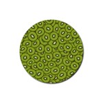 Kiwi Fruit Pattern Green Background Rubber Coaster (Round)