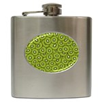 Kiwi Fruit Pattern Green Background Hip Flask (6 oz)