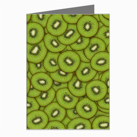 Kiwi Fruit Pattern Green Background Greeting Card from ArtsNow.com Left