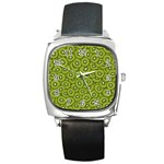 Kiwi Fruit Pattern Green Background Square Metal Watch