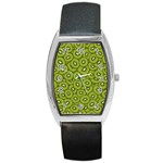 Kiwi Fruit Pattern Green Background Barrel Style Metal Watch