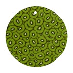 Kiwi Fruit Pattern Green Background Round Ornament (Two Sides)