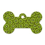 Kiwi Fruit Pattern Green Background Dog Tag Bone (Two Sides)