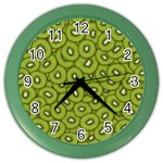 Kiwi Fruit Pattern Green Background Color Wall Clock