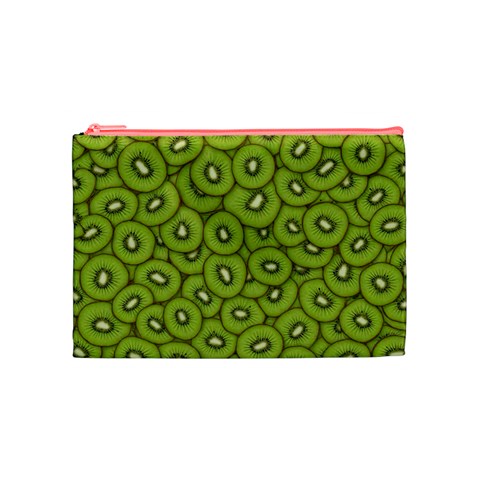 Kiwi Fruit Pattern Green Background Cosmetic Bag (Medium) from ArtsNow.com Front