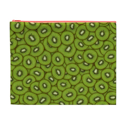 Kiwi Fruit Pattern Green Background Cosmetic Bag (XL) from ArtsNow.com Front