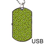 Kiwi Fruit Pattern Green Background Dog Tag USB Flash (One Side)