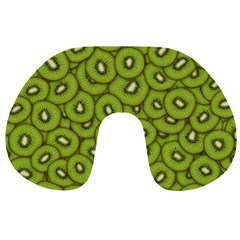 Kiwi Fruit Pattern Green Background Travel Neck Pillow from ArtsNow.com Front