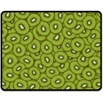 Kiwi Fruit Pattern Green Background Two Sides Fleece Blanket (Medium)