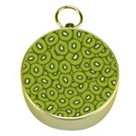 Kiwi Fruit Pattern Green Background Gold Compasses