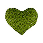 Kiwi Fruit Pattern Green Background Standard 16  Premium Flano Heart Shape Cushions