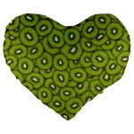 Kiwi Fruit Pattern Green Background Large 19  Premium Flano Heart Shape Cushions