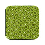 Kiwi Fruit Pattern Green Background Square Metal Box (Black)