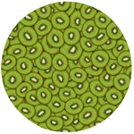 Kiwi Fruit Pattern Green Background Wooden Bottle Opener (Round)