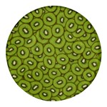 Kiwi Fruit Pattern Green Background Round Glass Fridge Magnet (4 pack)