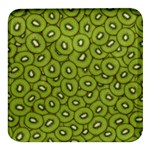 Kiwi Fruit Pattern Green Background Square Glass Fridge Magnet (4 pack)