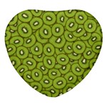 Kiwi Fruit Pattern Green Background Heart Glass Fridge Magnet (4 pack)