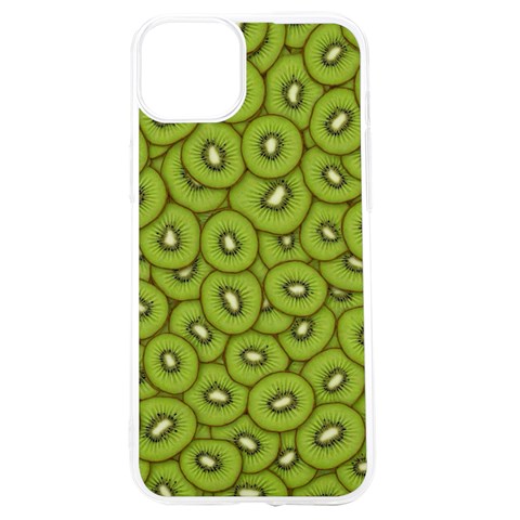 Kiwi Fruit Pattern Green Background iPhone 15 TPU UV Print Case from ArtsNow.com Front