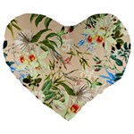 Textile Fabric Tropical Large 19  Premium Flano Heart Shape Cushions