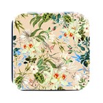 Textile Fabric Tropical Square Metal Box (Black)