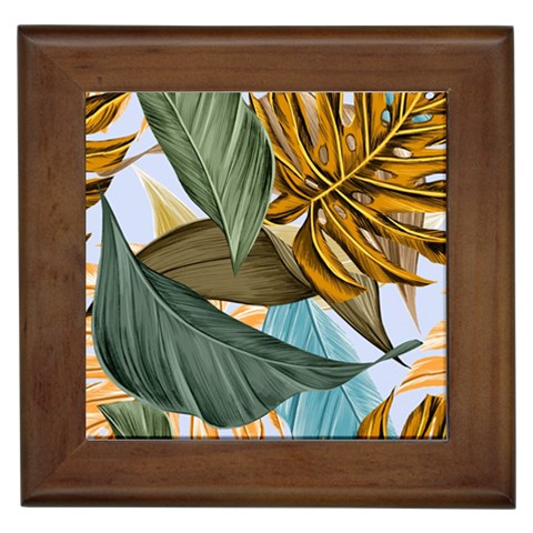 Monstera Palm Leaves Plants Framed Tile from ArtsNow.com Front