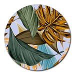 Monstera Palm Leaves Plants Round Mousepad