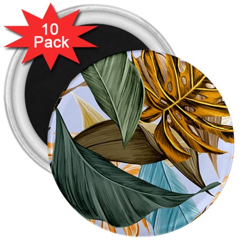 Monstera Palm Leaves Plants 3  Magnets (10 pack)  from ArtsNow.com Front