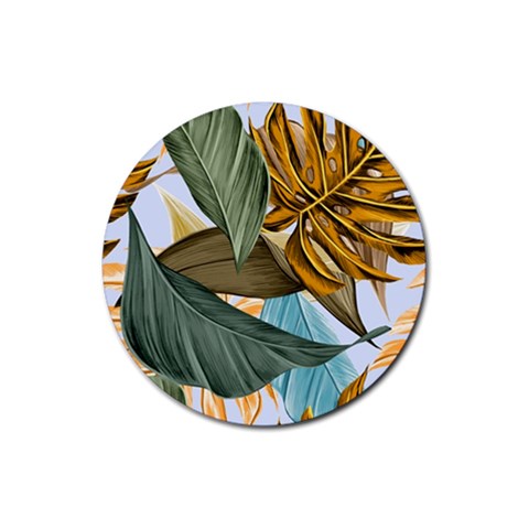 Monstera Palm Leaves Plants Rubber Round Coaster (4 pack) from ArtsNow.com Front