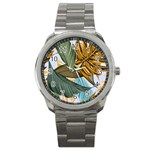 Monstera Palm Leaves Plants Sport Metal Watch