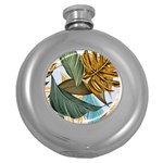 Monstera Palm Leaves Plants Round Hip Flask (5 oz)