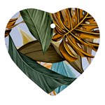 Monstera Palm Leaves Plants Heart Ornament (Two Sides)