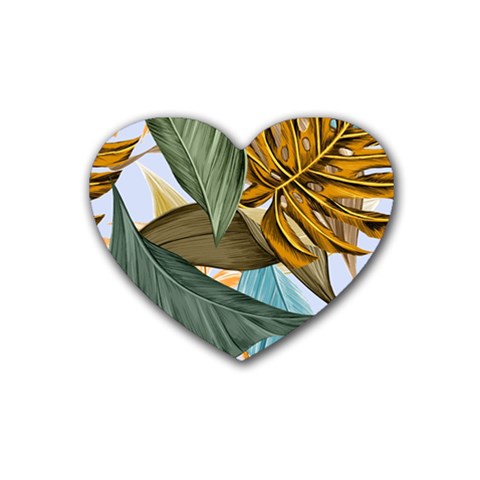 Monstera Palm Leaves Plants Rubber Coaster (Heart) from ArtsNow.com Front