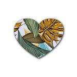 Monstera Palm Leaves Plants Rubber Heart Coaster (4 pack)