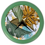 Monstera Palm Leaves Plants Color Wall Clock