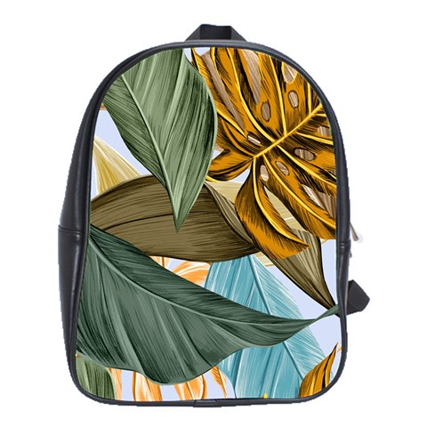 Monstera Palm Leaves Plants School Bag (XL) from ArtsNow.com Front