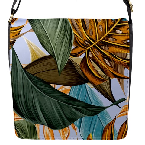 Monstera Palm Leaves Plants Flap Closure Messenger Bag (S) from ArtsNow.com Front