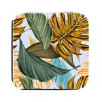 Monstera Palm Leaves Plants Square Metal Box (Black)