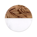 Monstera Palm Leaves Plants Classic Marble Wood Coaster (Round) 